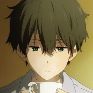 ➖ Oreki Houtarou Hyouka Anime, Hyouka, Oreki Houtarou, Personagem, Menino, Copo whatsapp sticker