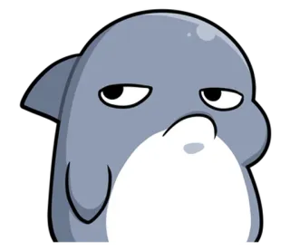 😕 dolphin, cartoon, animal, cute, sad, expression telegram sticker