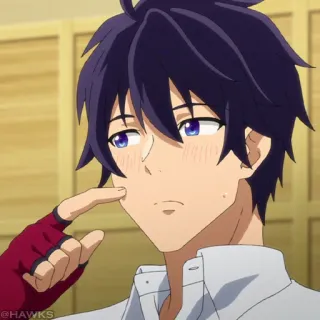 ⛓ Anime, Jongen, Blozen, Schattig, Vinger telegram sticker