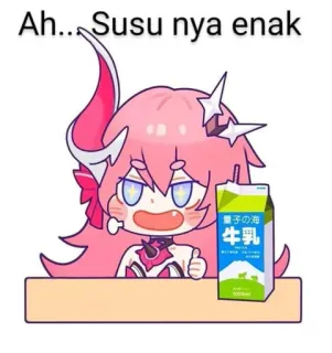 👍 Ah... Susu nya enak อนิเมะ, นม, น่ารัก, ยกนิ้วให้ whatsapp sticker