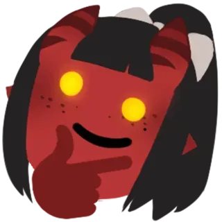 🤔 Teufel, Dämon, denkend, niedlich, kawaii, Hörner telegram sticker