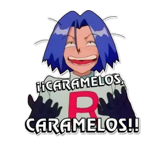 🍬 James Pokemon ¡¡CARAMELOS, CARAMELOS!! pokemon, james, team rocket, anime, caramelos, süßigkeiten whatsapp sticker