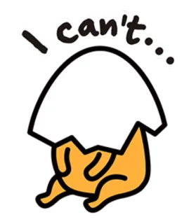 ☹ I can't... ovo, triste, preguiçoso, Gudetama, desenho animado, comida telegram sticker
