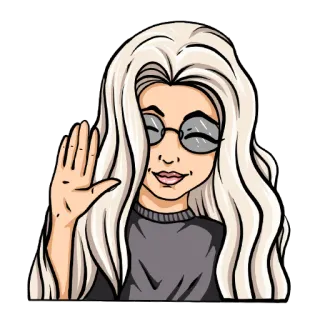 ✋ девушка, женщина, очки, блондинка, машет, мультфильм telegram sticker