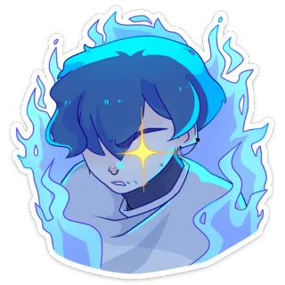 😈 Anime, Azul, Fogo, Brilho, Ilustração, Adesivo whatsapp sticker