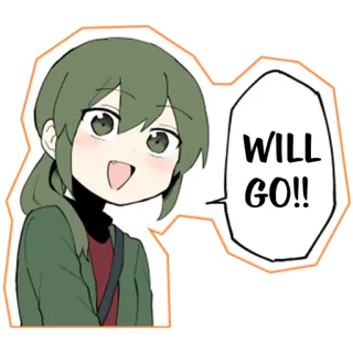 😃 WILL GO!! Ragazza anime, Andrà, Carino, Eccitato, Cartone animato, Manga, Reazione whatsapp sticker