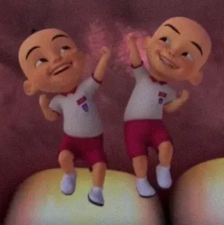 🏴 Upin & Ipin kartun, animasi, kembar, menari telegram sticker