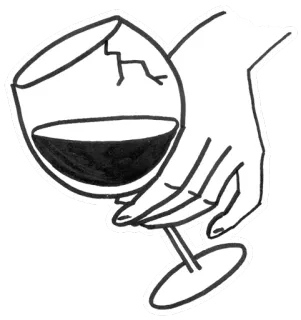 😒 vin, verre, boisson, alcool, boisson, main, vin whatsapp sticker