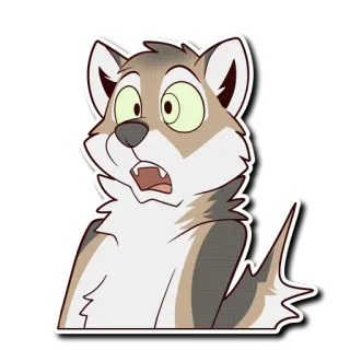😳 loup, animal, dessin animé, autocollant, furry, mignon, expression, surprise telegram sticker
