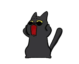 🐾 chat, bâillement, chat noir, animal, dessin animé telegram sticker