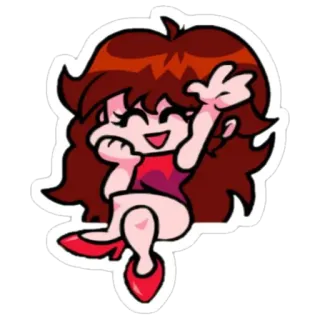 ☺️ Girlfriend Friday Night Funkin' girlfriend, friday night funkin', red, character, videogame whatsapp sticker