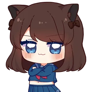 😏 Аниме, Девушка-кошка, Милый, Каваий, Чиби, Манга, Персонаж whatsapp sticker