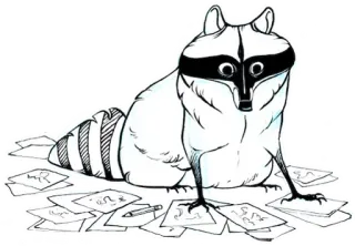 🆚 raccoon, animal, drawing, cartoon, sketch, paper, pencil telegram sticker