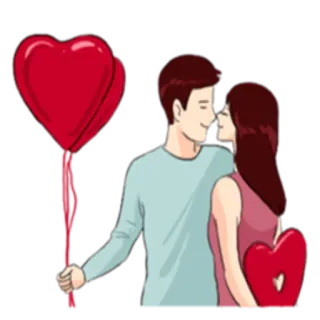🎈 casal, amor, coração, romance, beijo, relacionamento, desenho animado telegram sticker
