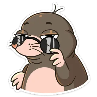 😉 talpa, animale, occhiali da sole, cartone animato, personaggio whatsapp sticker