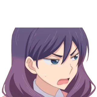 😠 anime, woman, confused, purple hair whatsapp sticker