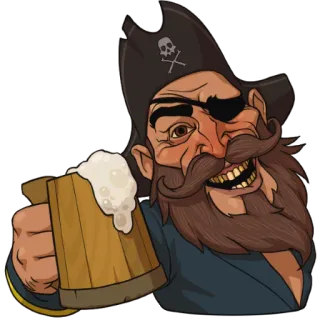 👊 pirata, desenho animado, cerveja, caneca, bebendo whatsapp sticker