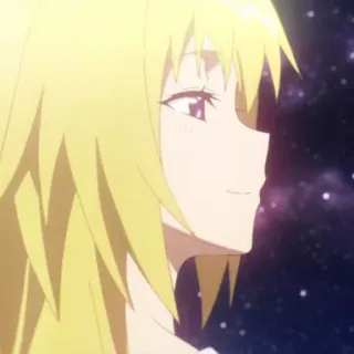 😌 anime, blond, meisje, profiel, glimlachend telegram sticker