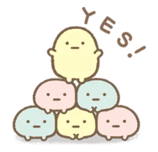 😂 YES! imut, kawaii, tumpuk, bahagia, ceria telegram sticker