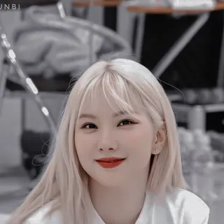 🍂 mujer, retrato, pelo rubio, coreano, K-pop telegram sticker