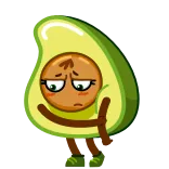 😒 авокадо, милый, мультфильм, еда, эмодзи, персонаж telegram sticker