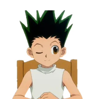 👀 Gon Freecss Hunter x Hunter anime, gon freecss, hunter x hunter, cartoon, character, winking, smile telegram sticker