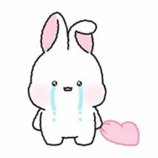 🐇 lapin, mignon, pleurer, coeur, triste, dessin animé, bunny telegram sticker