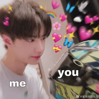 🤍 me you coeurs, amour, mignon, papillons, arc-en-ciel, kpop telegram sticker