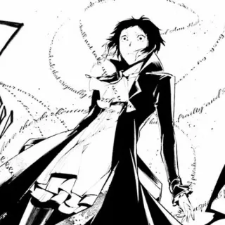 ♠ Anime, Manga, Personnage, Noir et Blanc, Art, Illustration telegram sticker