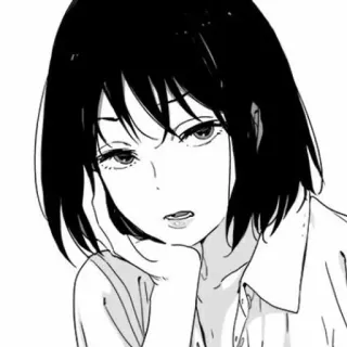 🖤 动漫女孩, 黑白, 肖像, 漫画, 女性 telegram sticker