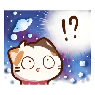 🧐 gato, surpreso, ponto de exclamação, ponto de interrogação, fofo, animal, desenho animado whatsapp sticker
