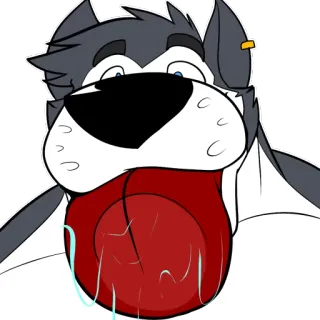 😜 cane, animale, peloso, lingua, cartone animato telegram sticker