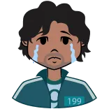 😭 Squid Game 199 crying, sad, Squid Game, number 199, character, tv show telegram sticker