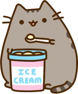 🍦 Pusheen ICE CREAM Katze, Eis, Essen, Cartoon, süß, Nachtisch telegram sticker