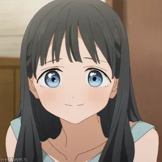 🍥 anime, menina, sorrindo, personagem, desenho animado telegram sticker