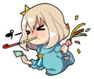 😆 lễ kỷ niệm, hoa giấy, tiệc tùng, hoạt hình, dễ thương, vui vẻ, nhãn dán telegram sticker