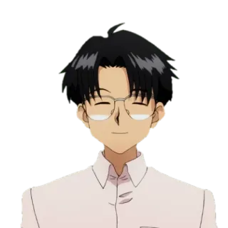 ☺️ anime, character, smiling, glasses, man, black hair telegram sticker