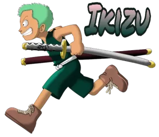 👊 Roronoa Zoro One Piece Ikizu anime, one piece, roronoa zoro, swordsman, pirate, manga telegram sticker