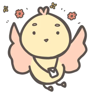 ☺️ vogel, post, niedlich, tier, blume, brief telegram sticker