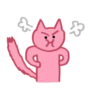 😾 gato, enfadado, molesto, dibujos animados, rosa, gracioso, animal, mono telegram sticker