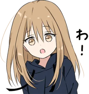 😧 わー! 动漫, 女孩, 可爱, 卡通, 卡哇伊, 表情, 惊讶 whatsapp sticker