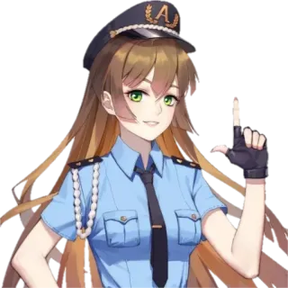 👙 anime, police, officer, middle finger, gesture, uniform whatsapp sticker