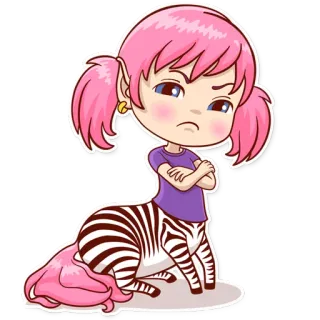 😞 centauro, zebra, rosa, desenho animado, criatura mítica, menina telegram sticker