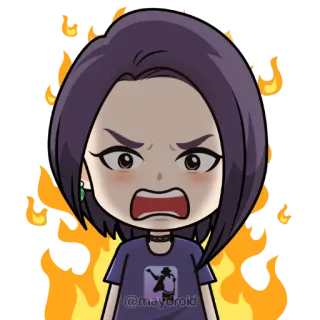 😡 @maydroid angry, anime, cartoon, fire, meme, emotion, character telegram sticker