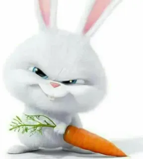 😈 Snowball The Secret Life of Pets bunny, rabbit, cartoon, animated, pet, carrot telegram sticker