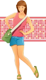 😃 woman, cartoon, girl, summer, beach, vacation telegram sticker