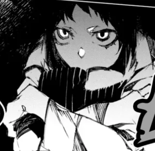 🌟 Anime, Manga, Portret, Czarno-białe, Postać telegram sticker