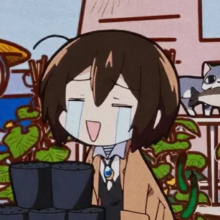 🥐 Anime, Weinend, Garten, Tränen, Cartoon, Emotional whatsapp sticker