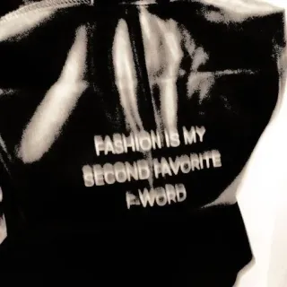 🤍 FASHION IS MY SECOND FAVORITE F-WORD moda, linguaggio offensivo, umorismo, abbigliamento, tipografia telegram sticker