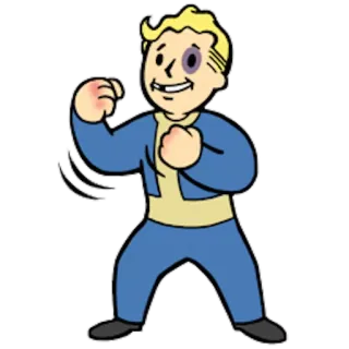 👊 Vault Boy Fallout Fallout, Vault Boy, Videospiel, Cartoon telegram sticker